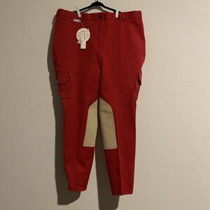 Highline Outfitters Womens Red Cargo Breeches Size 34R Equestrian Riding Pant OM